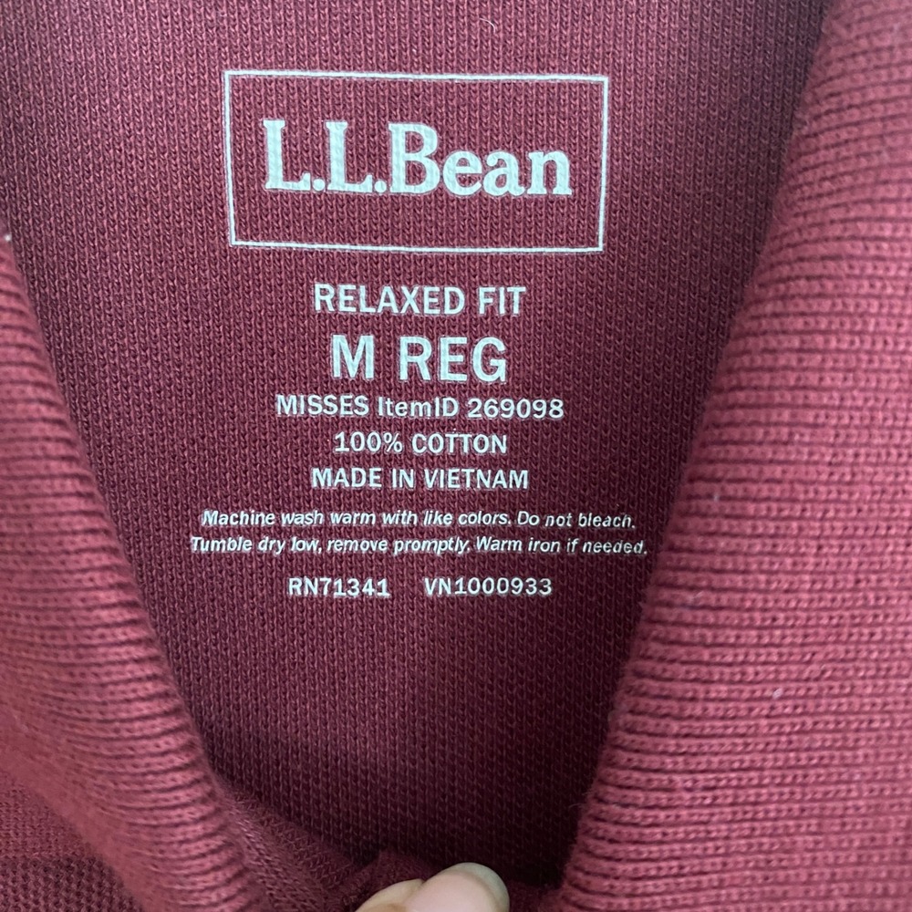 L.L.Bean Double L Relaxed Fit Polo Shirt Women Med Maroon Pique Knit Cotton NWT - Picture 4 of 8